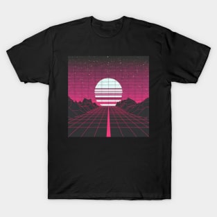 Synthwave highway sun T-Shirt